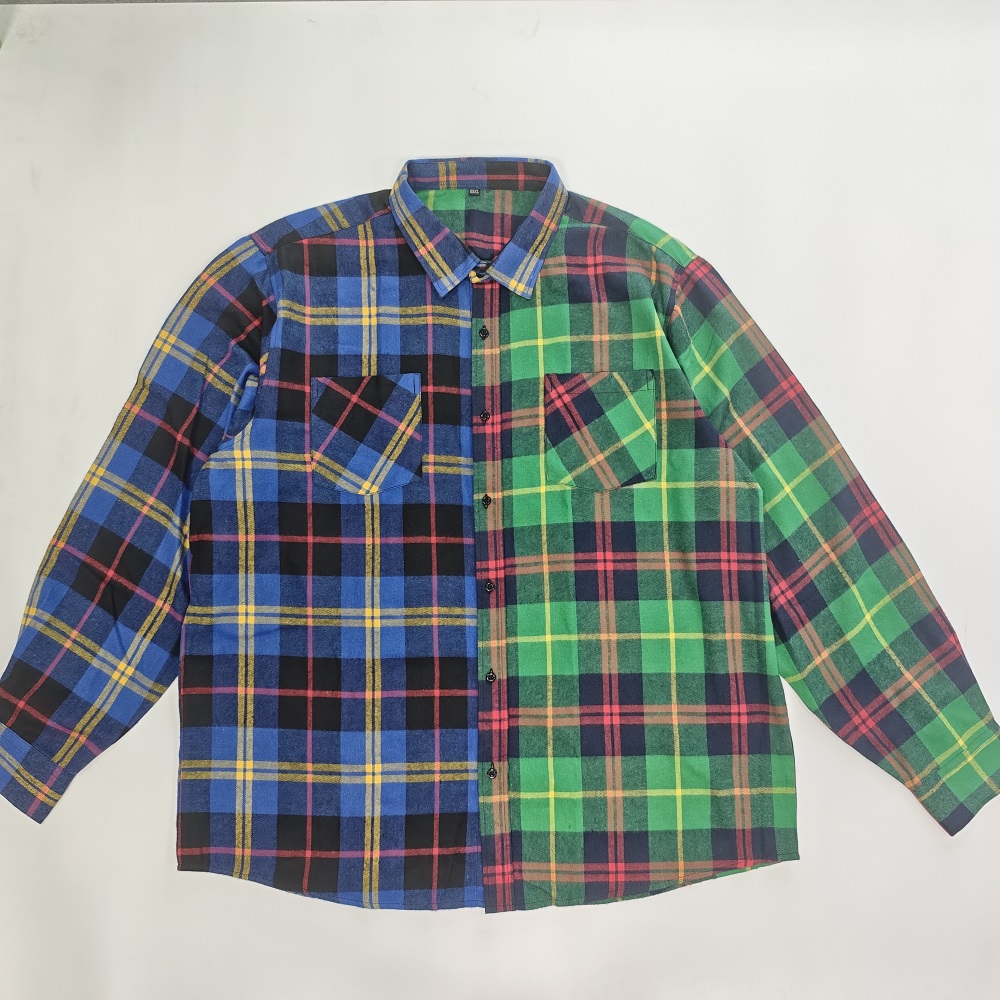 color block flannel shirt