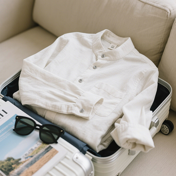 white long sleeve linen shirt