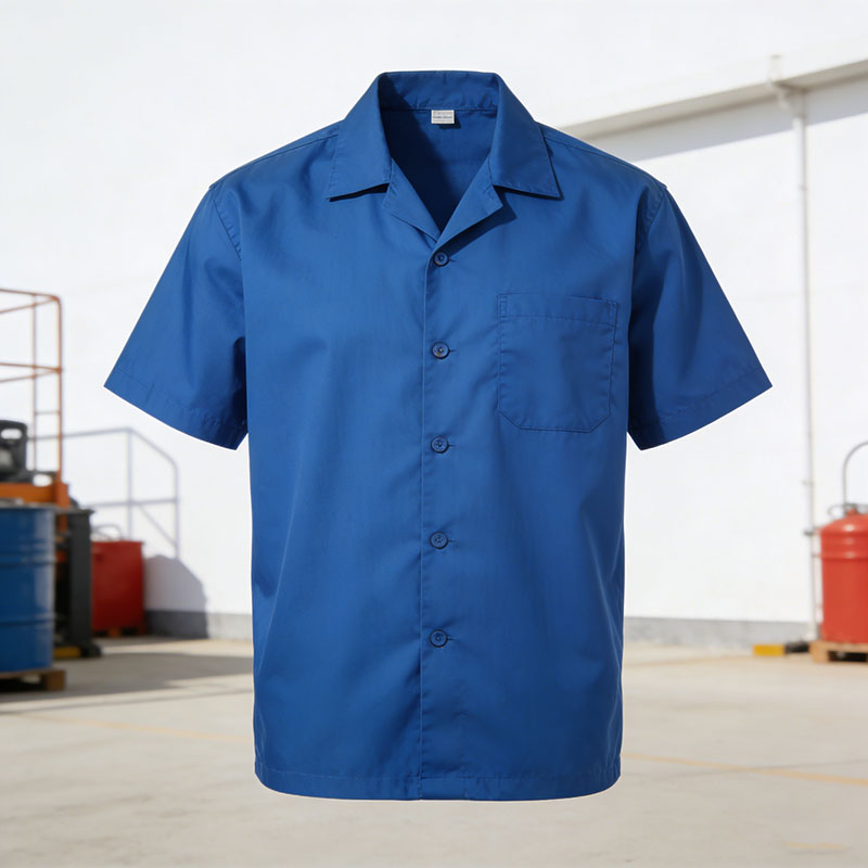 blue work shirt